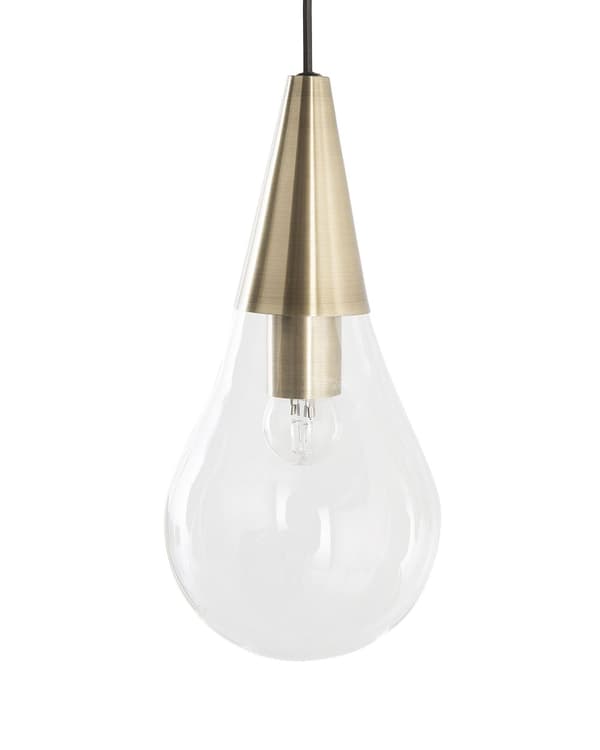 Hängande Lampa Mässing Transparent Glas Guld Metallelement 3 Lampor Modern