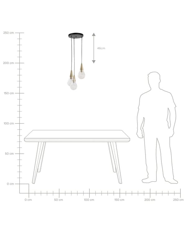 Hängande Lampa Mässing Transparent Glas Guld Metallelement 3 Lampor Modern