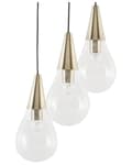 Miniatyrbild 1 av 8: Hängande Lampa Mässing Transparent Glas Guld Metallelement 3 Lampor Modern