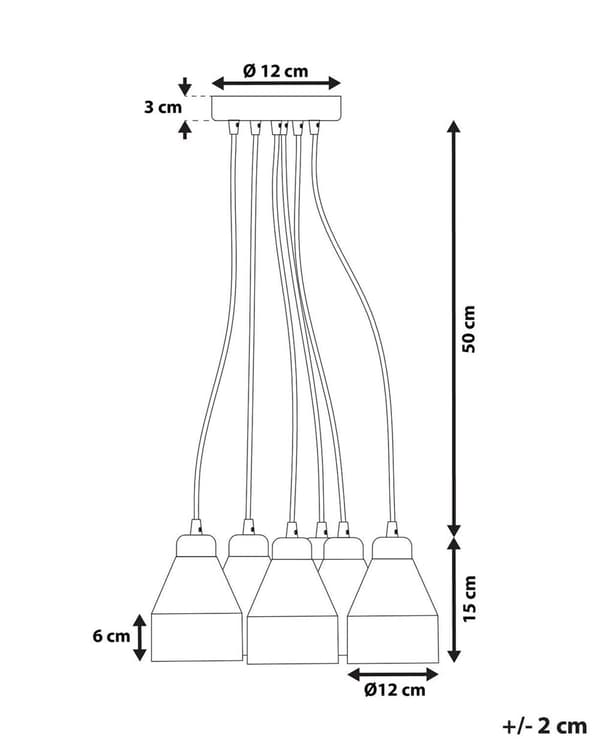 Taklampa Svart Metall och Ljust Trä 6 Lampor Klockform Modern