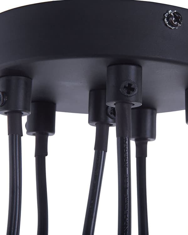 Taklampa Svart Metall och Ljust Trä 6 Lampor Klockform Modern