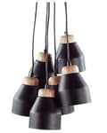 Miniatyrbild 1 av 8: Taklampa Svart Metall och Ljust Trä 6 Lampor Klockform Modern