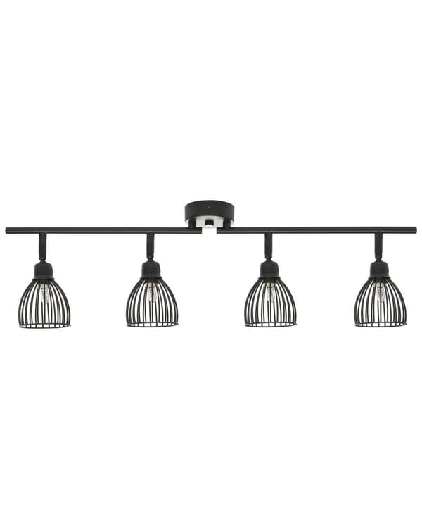 Taklampa Metall Svart 66 cm 4 Lampor Justerbara Armar och Moderna Nyanser av Stavar