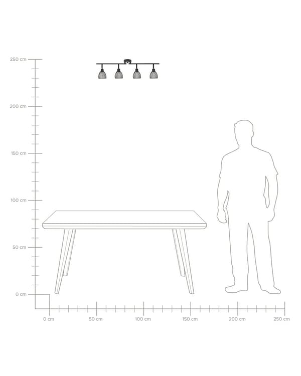 Taklampa Metall Svart 66 cm 4 Lampor Justerbara Armar och Moderna Nyanser av Stavar