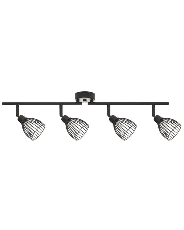 Taklampa Metall Svart 66 cm 4 Lampor Justerbara Armar och Moderna Nyanser av Stavar