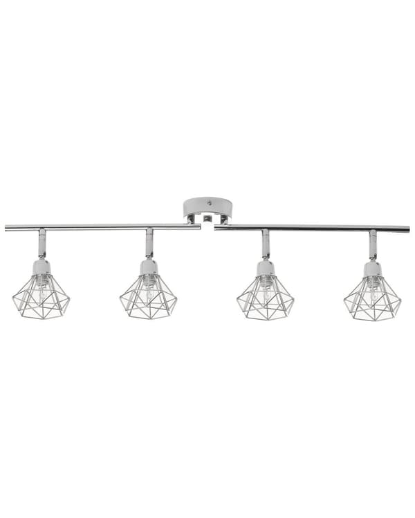 Taklampa Silvermetall 66 cm 4 Lampor Justerbara Armar och Moderna Lampskärmar