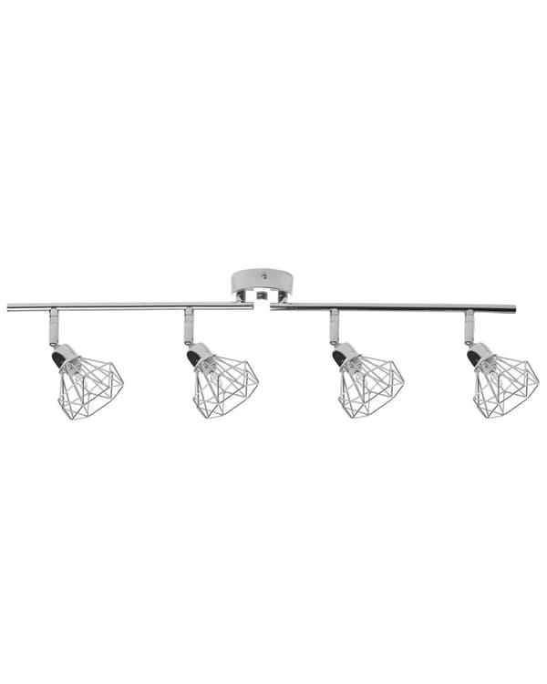 Taklampa Silvermetall 66 cm 4 Lampor Justerbara Armar och Moderna Lampskärmar