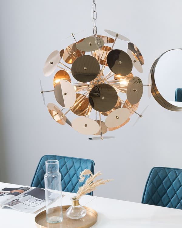 Hängande Lampa Koppar Metall Skiva Skärm 4 Ljus Industriell Konst Dekor