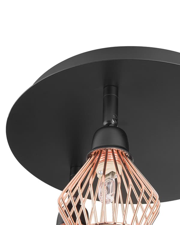 Taklampa Svart Koppar Metall 3 lampor Justerbar Industriell Modern Geometrisk design