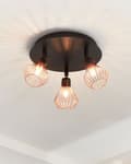 Miniatyrbild 2 av 6: Taklampa Svart Koppar Metall 3 lampor Justerbar Industriell Modern Geometrisk design