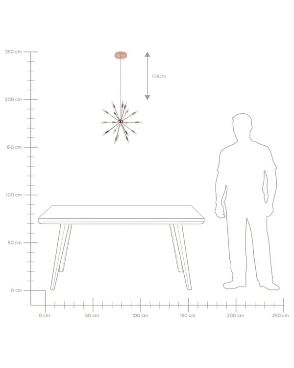 Hängande Lampa 18 Ljus Koppar Metall Sputnik Glam