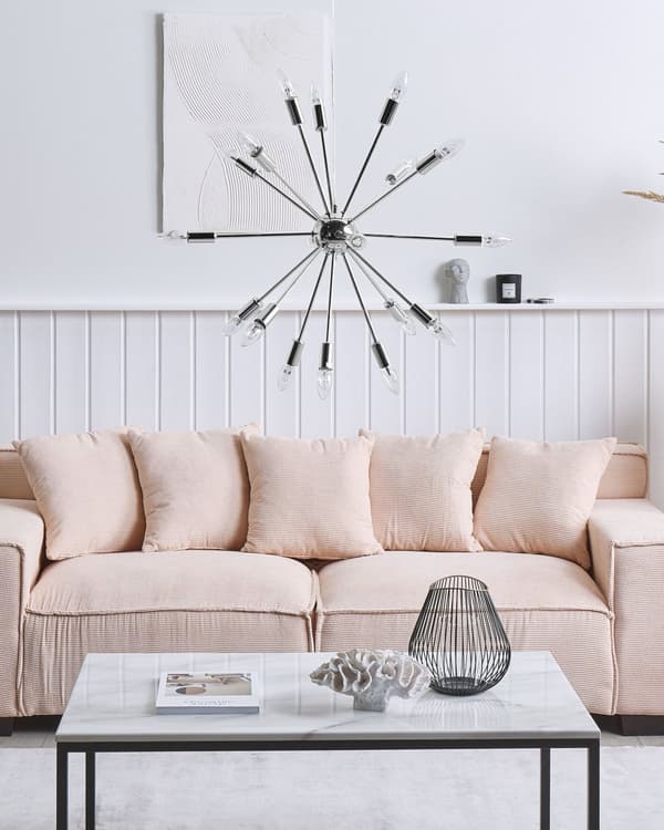 Hängande Lampa 18 Ljus Silver Metall Sputnik Glam