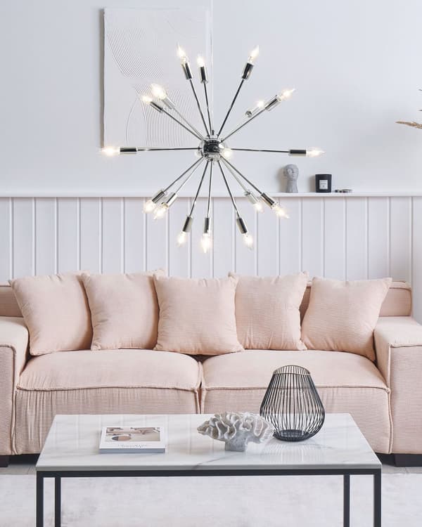 Hängande Lampa 18 Ljus Silver Metall Sputnik Glam