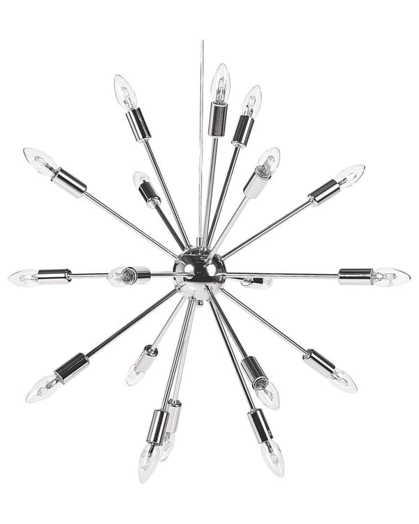 Hängande Lampa 18 Ljus Silver Metall Sputnik Glam