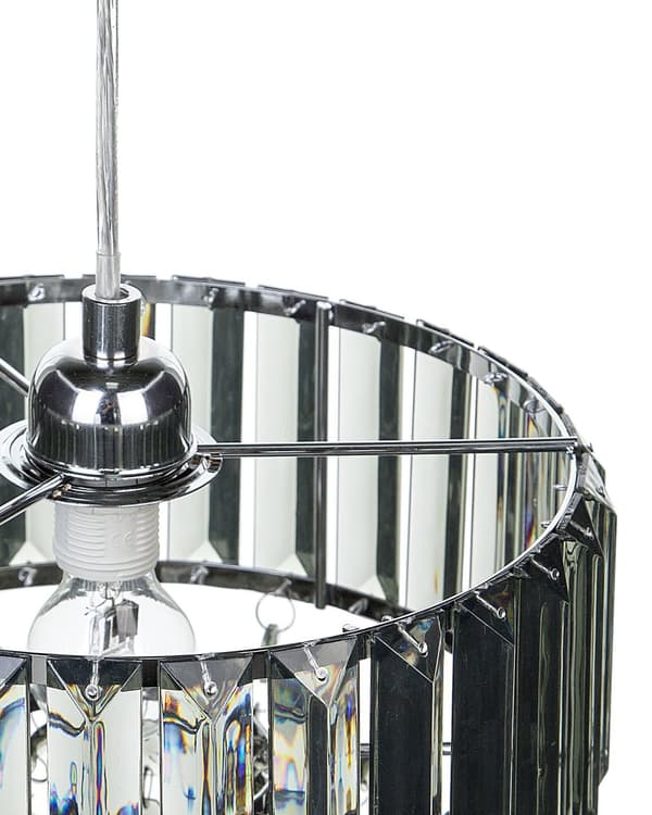 Hängande Lampa Grå Metall Akryl Glas 83 cm Dekorativ Kristallkrona Glans Finish Glam