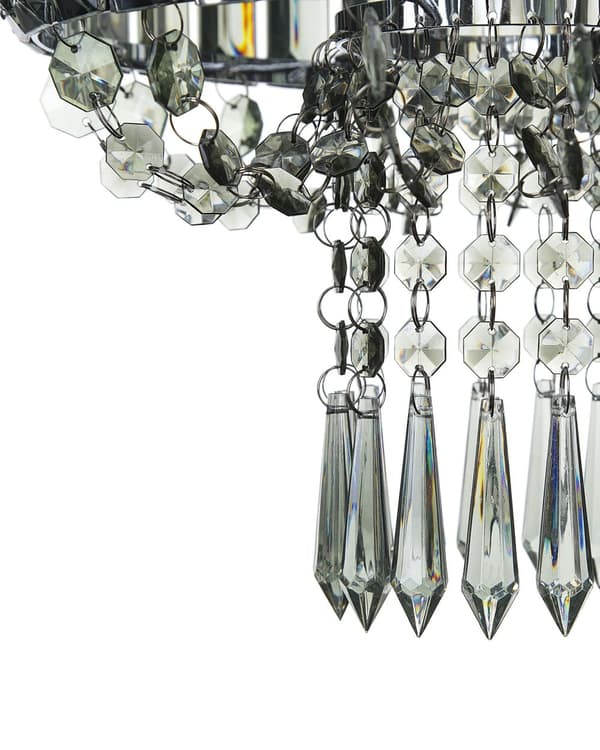 Hängande Lampa Grå Metall Akryl Glas 83 cm Dekorativ Kristallkrona Glans Finish Glam