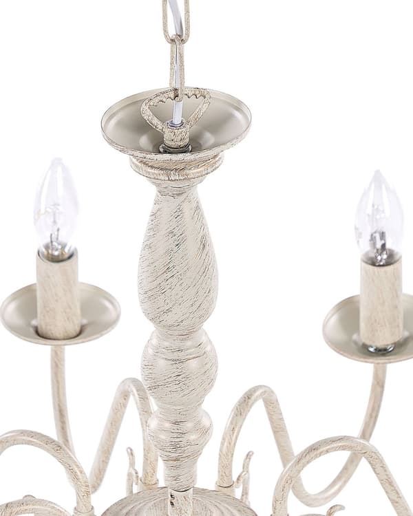 Hängande Lampa Vit och Guld Järn 8 Ljus Glam Vintage