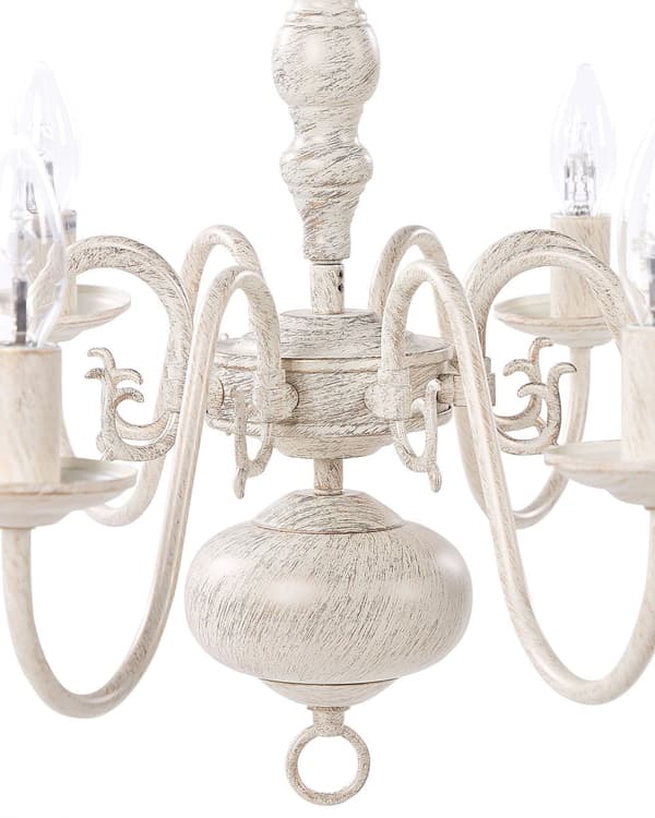 Hängande Lampa Vit och Guld Järn 8 Ljus Glam Vintage