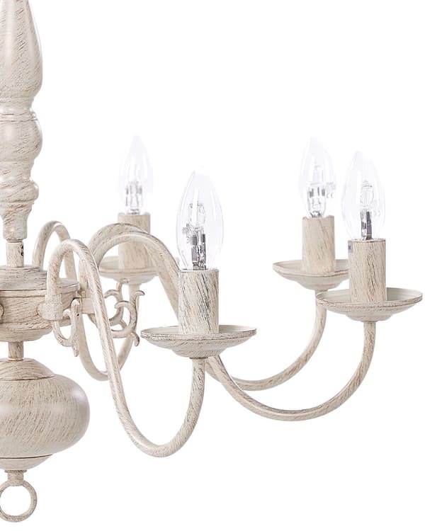 Hängande Lampa Vit och Guld Järn 8 Ljus Glam Vintage