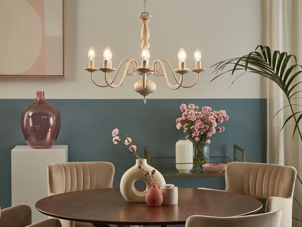 Hängande Lampa Vit och Guld Järn 8 Ljus Glam Vintage