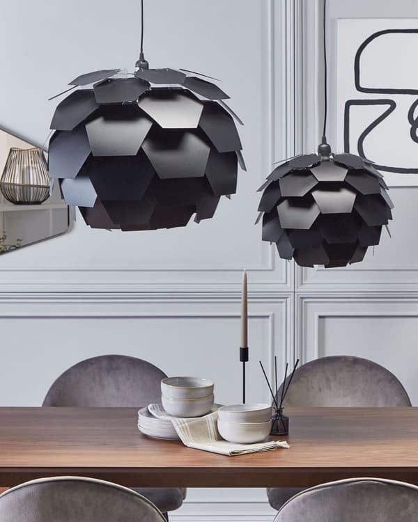 Hängande Lampa Svart Plast Tallkotte Glob Skärm