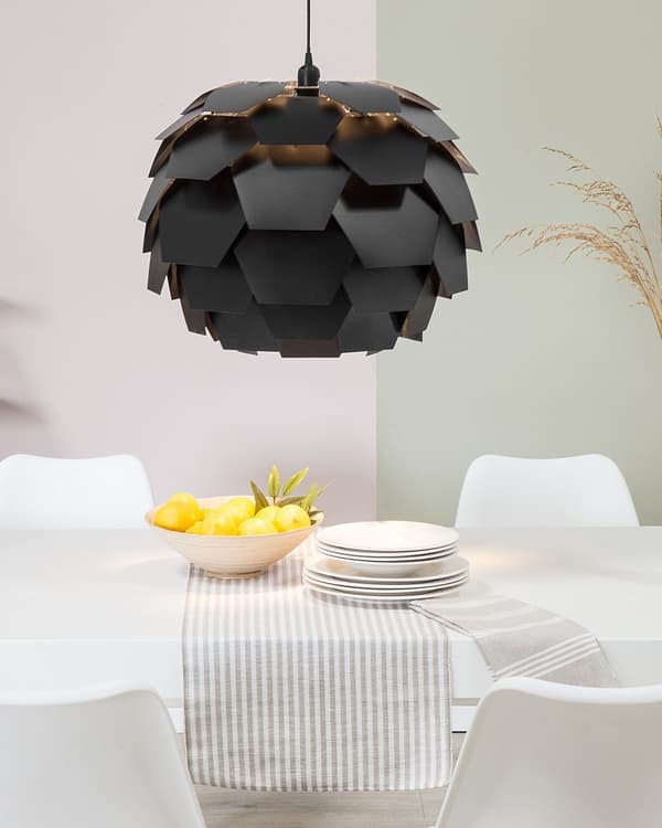 Hängande Lampa Svart Plast Tallkotte Glob Skärm