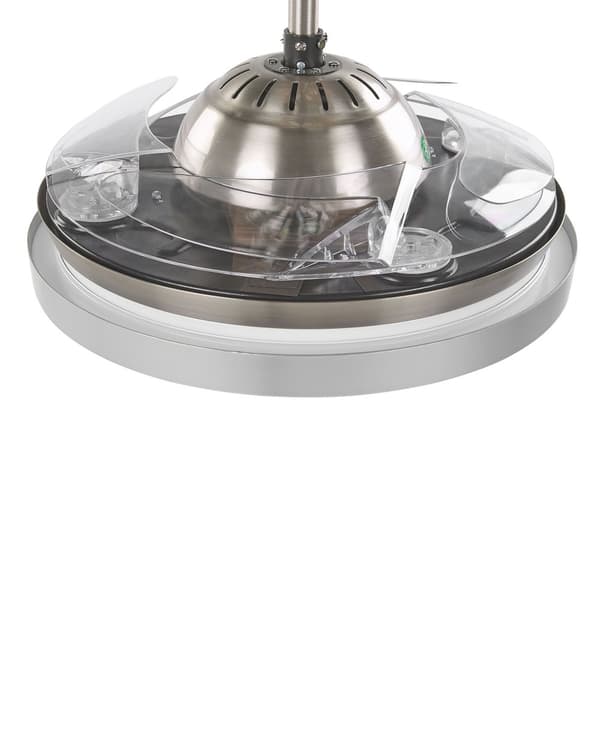 Takfläkt med Lampa Luftkonditionering Silver Syntetmaterial Metall 4 Blad Fjärrkontroll Vardagsrum Sovrum