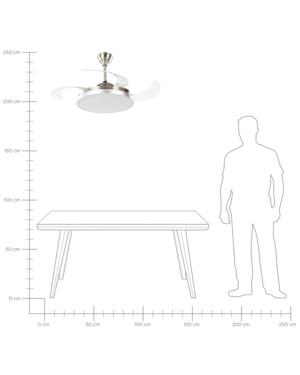 Takfläkt med Lampa Luftkonditionering Silver Syntetmaterial Metall 4 Blad Fjärrkontroll Vardagsrum Sovrum