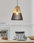 Miniatyrbild 2 av 9: Taklampa Ljust Trä Svart Skandinavisk Design Pendellampa