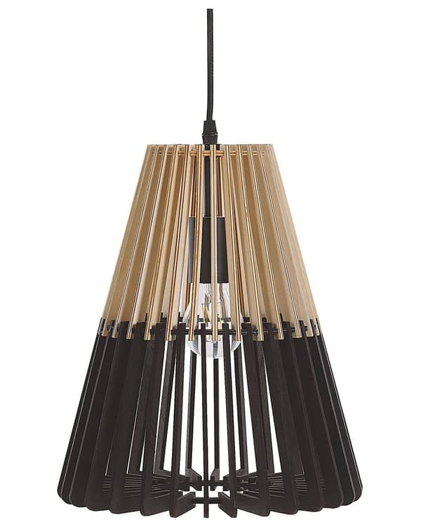 Taklampa Ljust Trä Svart Skandinavisk Design Pendellampa