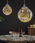Miniatyrbild 2 av 9: Pendellampa Glas Silver Stor Rund Form Modern