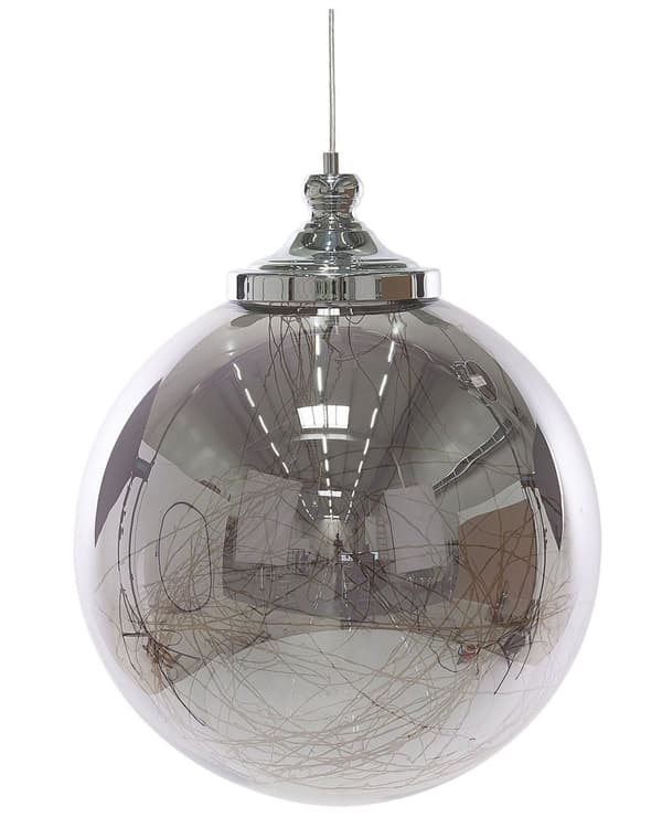 Pendellampa Glas Silver Stor Rund Form Modern