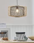 Miniatyrbild 2 av 9: Pendellampa Ljust trä Svart Bambu Oval skärm Hängande taklampa