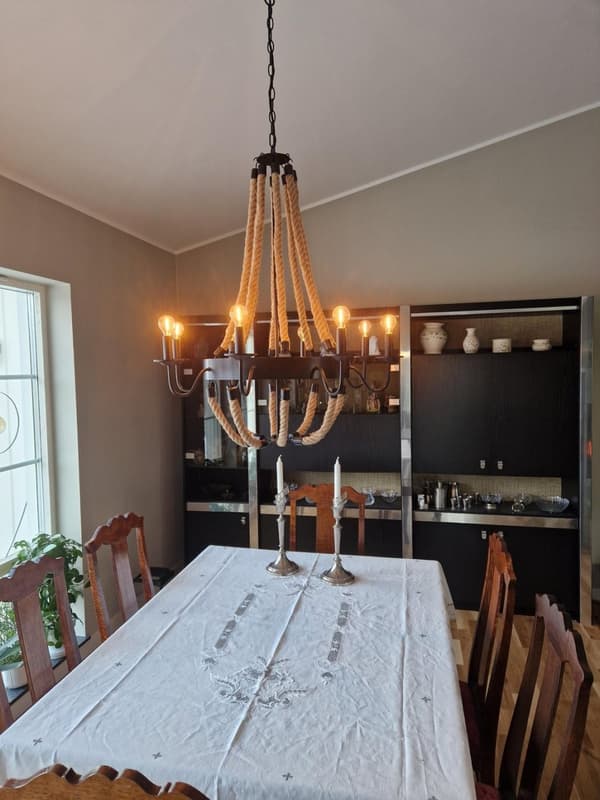 Exciting ceiling lamp made of steel and rope in marine model