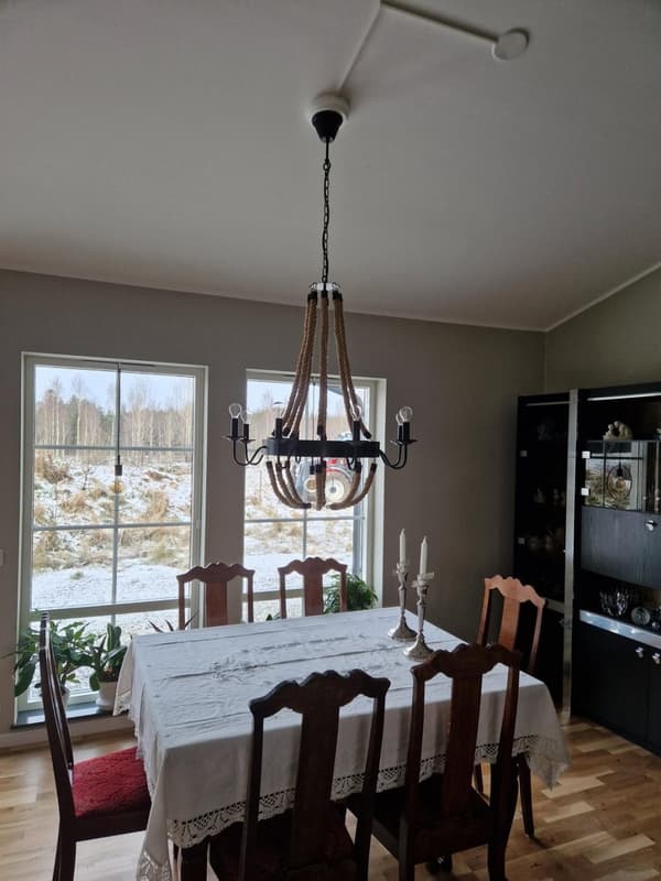 Exciting ceiling lamp made of steel and rope in marine model