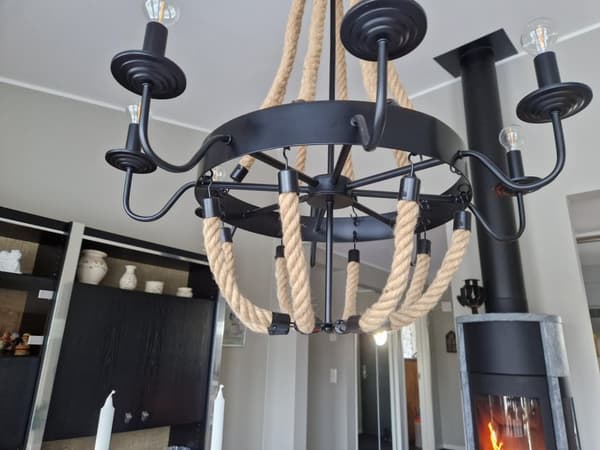 Exciting ceiling lamp made of steel and rope in marine model