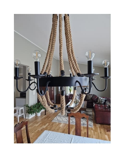 Exciting ceiling lamp made of steel and rope in marine model