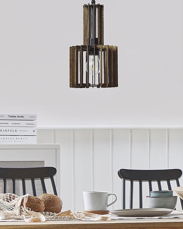 Hänglampa Mörkt Trä MDF Metall Pendelbelysning Öppen skärm Boho Design Kök Vardagsrumsdekorationer