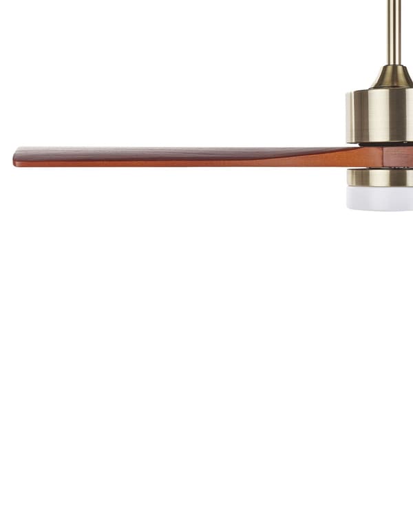 Takfläkt med lampor Mässing Mörkt trä Blad med fjärrkontroll 3 hastigheter Med timer Modern stil