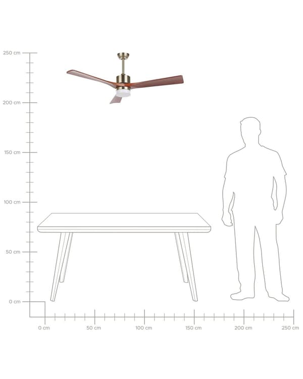 Takfläkt med lampor Mässing Mörkt trä Blad med fjärrkontroll 3 hastigheter Med timer Modern stil