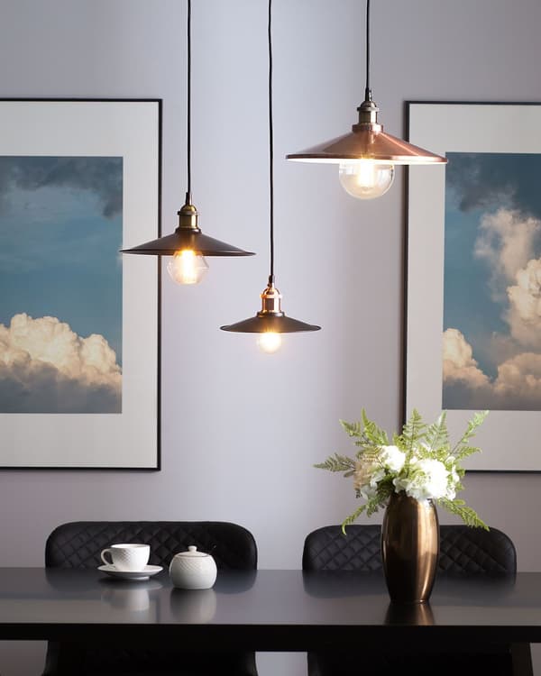 Hängande Lampa Svart Metall 3 Lampor Industriell Stil Taklampa 30 cm