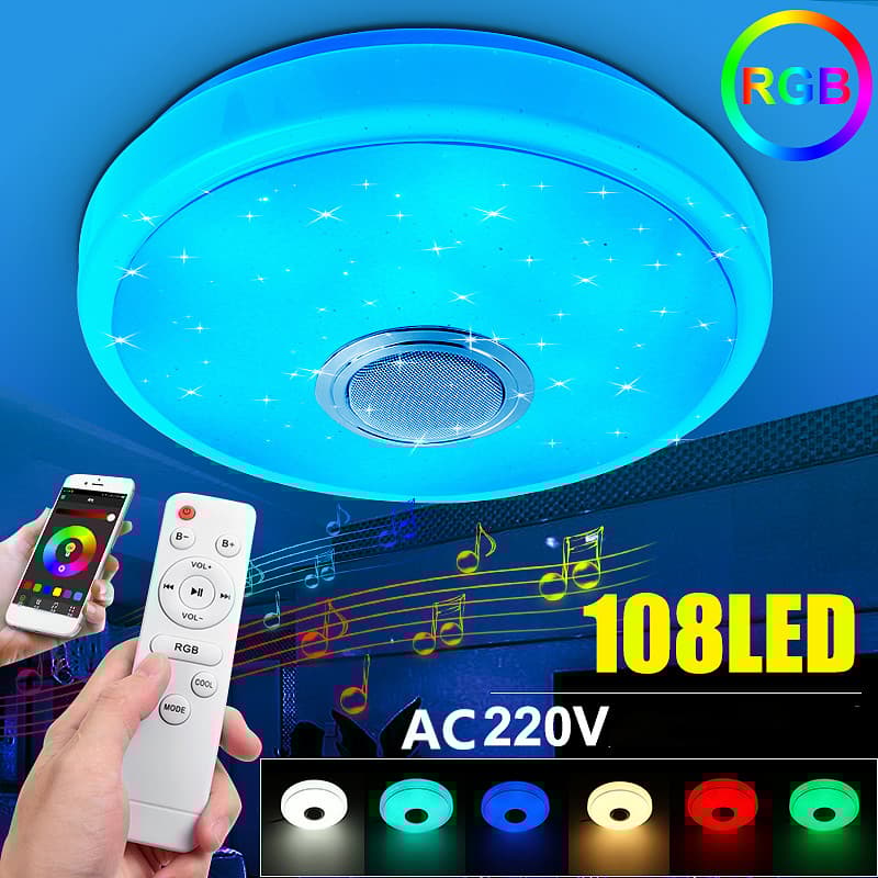 100W RGBW Starlight LED Taklampa Musik Ljus bluetooth Parlor Sovrum Hem Party Dekorativa Lampor Tak Ljuskrona 220V(500W)