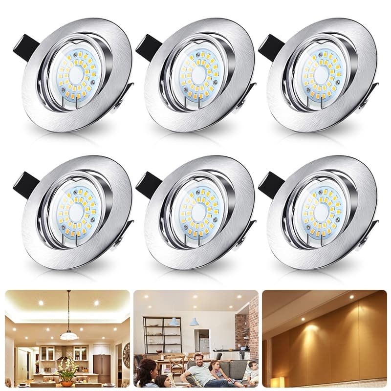 6Pack 28LED infälld spotlight platt varmvit taklampa badrum hall