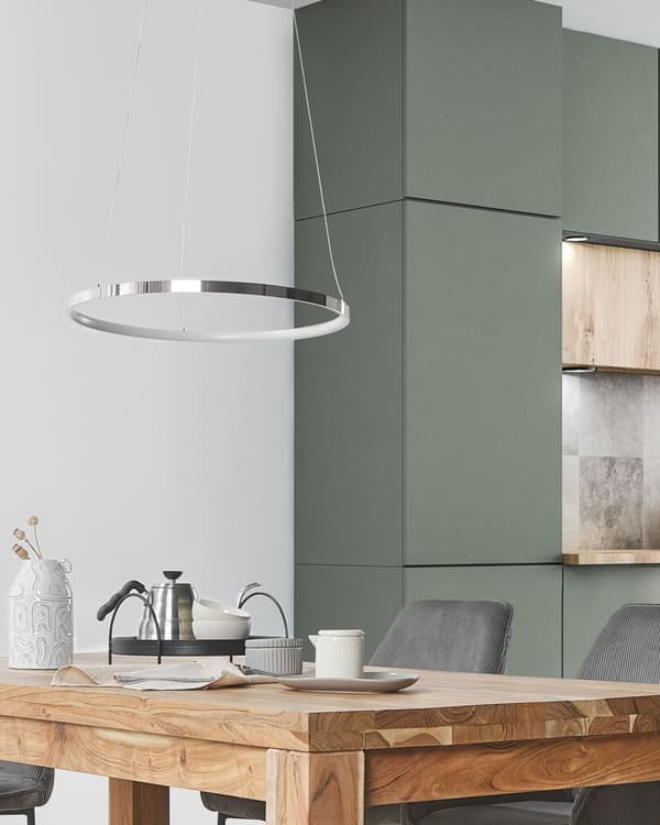 Hängande Lampa Silver Aluminium 40 cm Integrerad LED-ljus Ring Modern Glamour