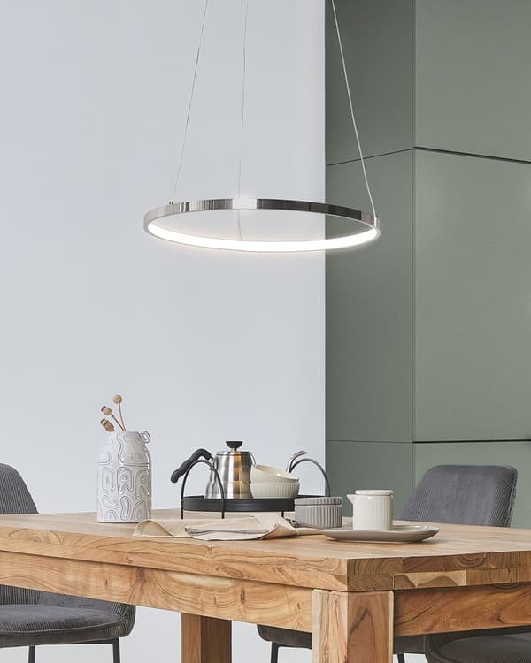 Hängande Lampa Silver Aluminium 40 cm Integrerad LED-ljus Ring Modern Glamour