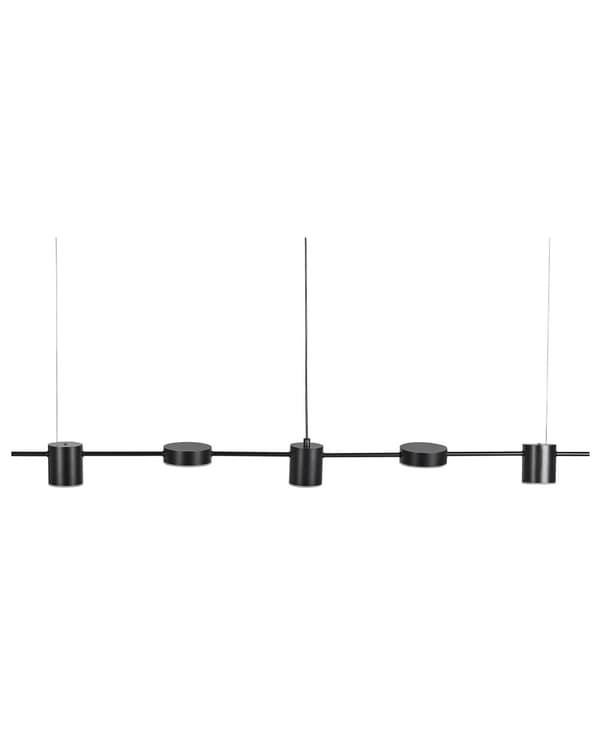 Hängande Lampa Svart Aluminium Järn 5 Integrerade LED-ljus Rund Form Belysning Industriell Kök Vardagsrum
