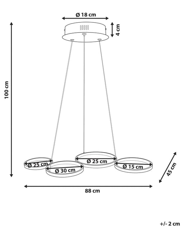 Hängande Lampa Svart Aluminium 5 Integrerade LED-ringar Modern Belysning