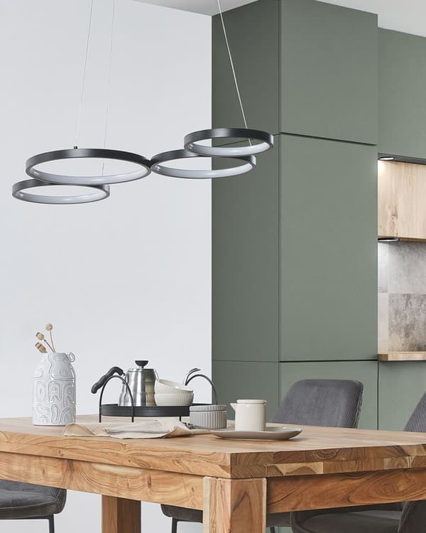 Hängande Lampa Svart Aluminium 5 Integrerade LED-ringar Modern Belysning