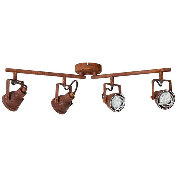 BRILLIANT lampe Bente spotrør 4-flammer rustfarvet | 4x PAR51, GU10, 4W, egnet til reflektorlamper (medfølger ikke) | Skala A ++ til E | Drejehoveder