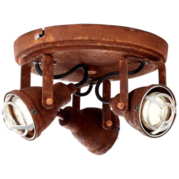 BRILLIANT lampa Bente rund spotlight 3-flammar rostfärgad | 3x PAR51, GU10, 4W, lämplig för reflektorlampor (ingår inte) | Skala A ++ till E | Svängba